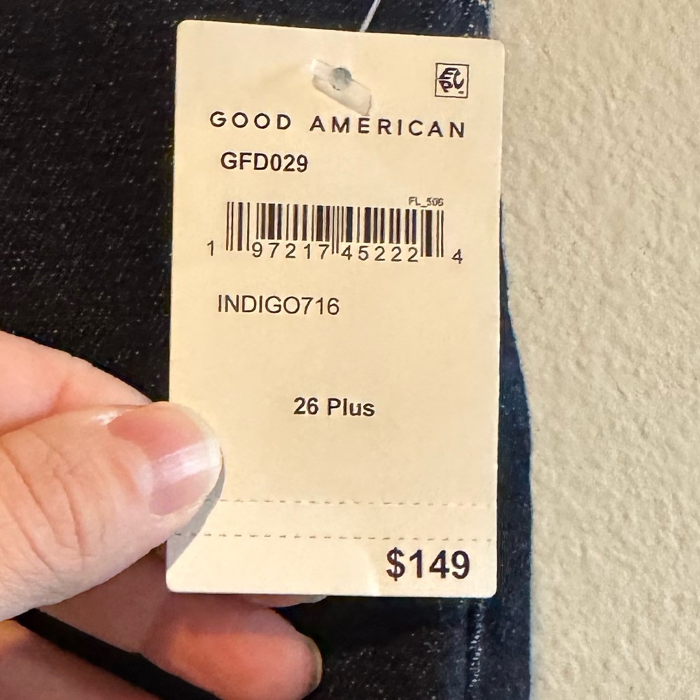NWT Good American Slit Front Midi color Indigo716 size women’s Plus 26 - Picture 3 of 4